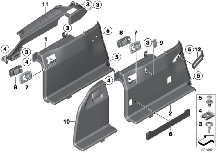 Trunk trim, left ->52581518046