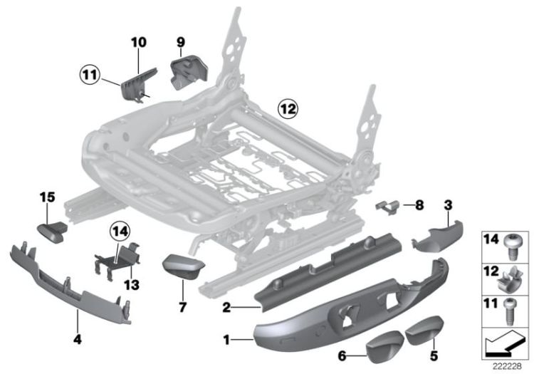 52107330152 LEVER RIGHT Seats Front seat BMW X5 E53 E84 F25 X4  E89 >222228<, Palanca derecho