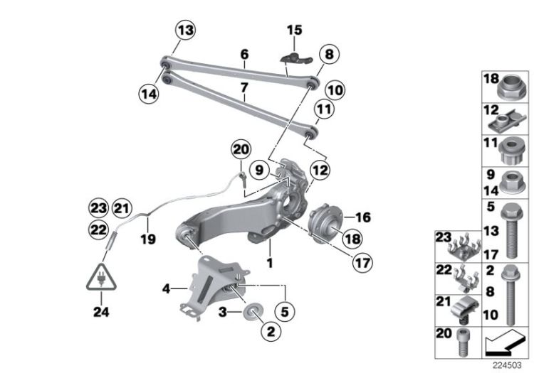 Rr axle support, wheel susp.,whl bearing ->48015310621