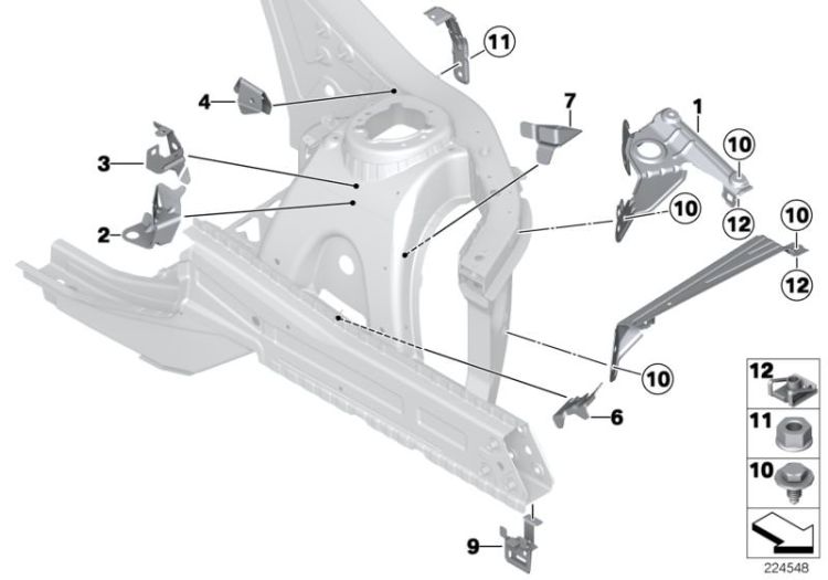 Front body bracket left ->52632412098