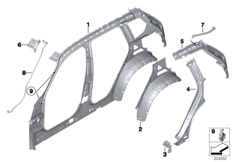 54107212746 Water outlet hose rear Bodywork body side panel BMW X3 X3  F25 >224552<, Tubo fless.di scarico acqua post.