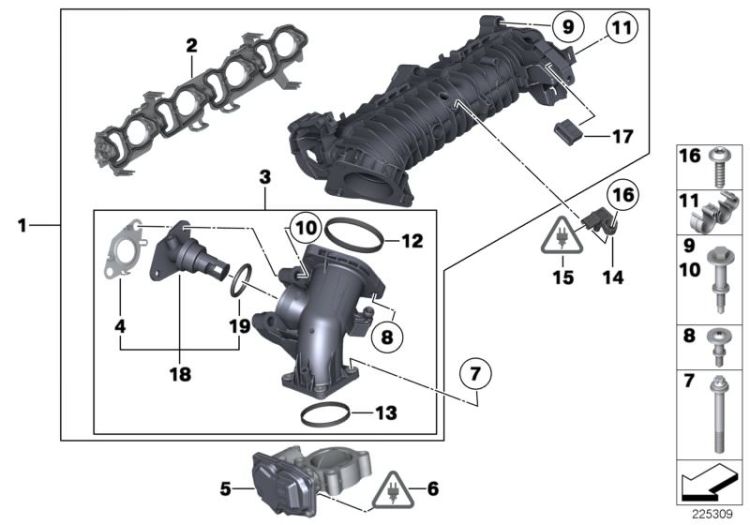 Intake manifold AGR without flap control ->52069114579