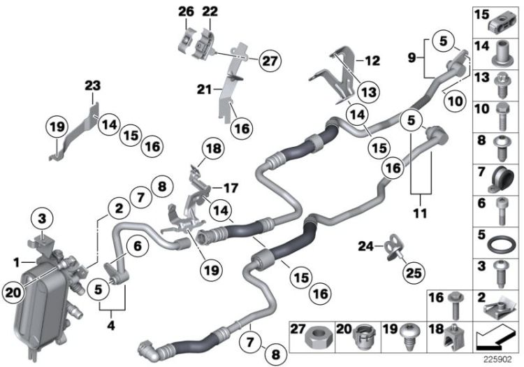 Heat exch./transmission oil cooler line ->55044170526