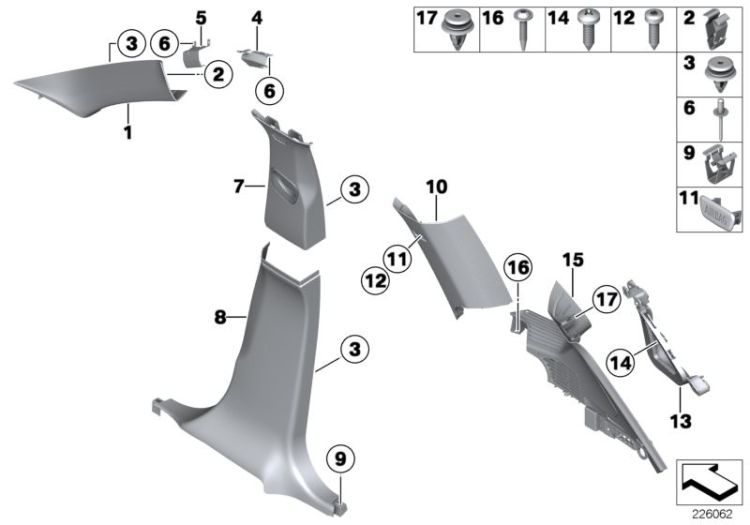 Trim panel A- / B- / C- / D-Column ->52632518129