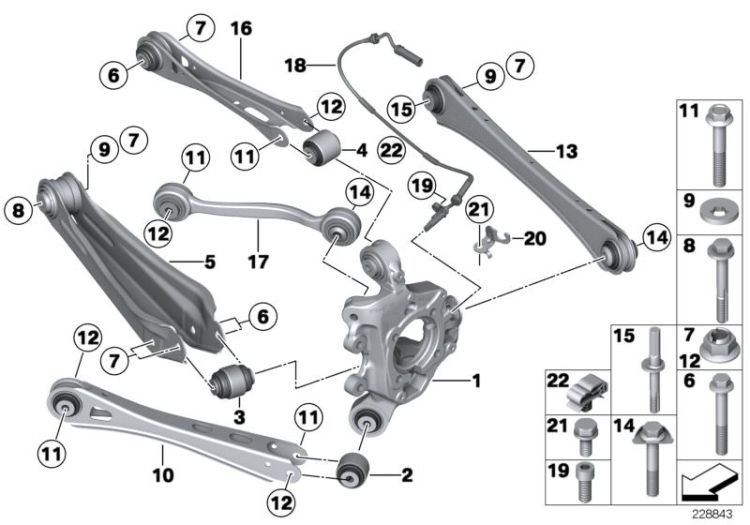 Rear axle support/wheel suspension ->52632331577