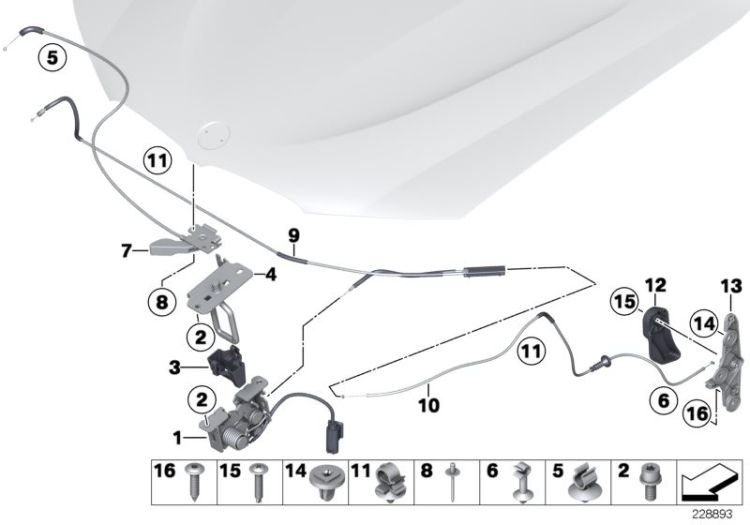 Engine bonnet, closing system ->51868114436