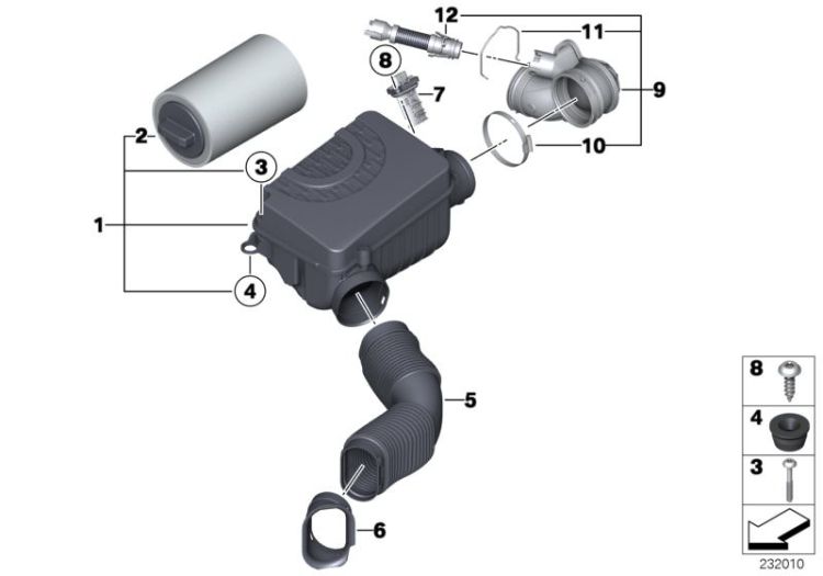 Intake silencer/Filter cartridge/HFM ->52553131403