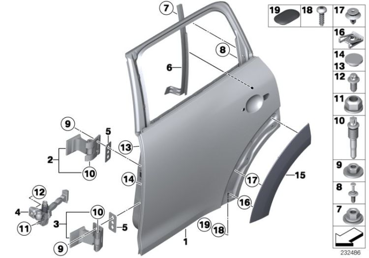 Rear door - hinge/door brake ->52590412061