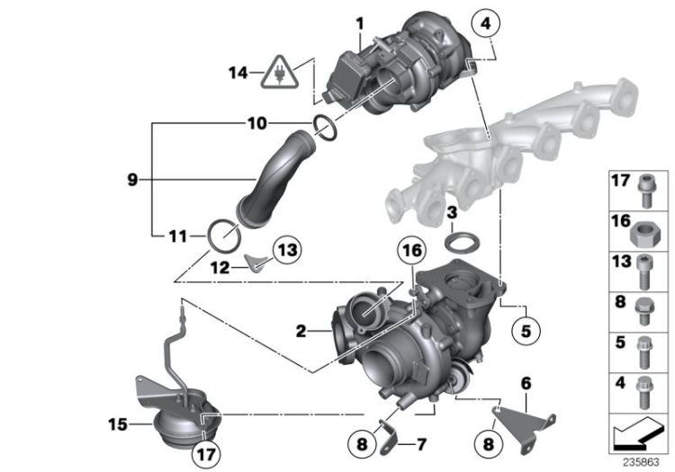 Turbo-compresseur, numéro 02 dans l'illustration