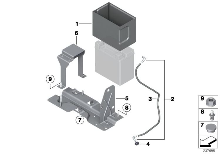 Battery holder and mounting parts ->