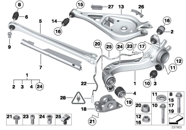 Rear axle support/wheel suspension ->47789331200