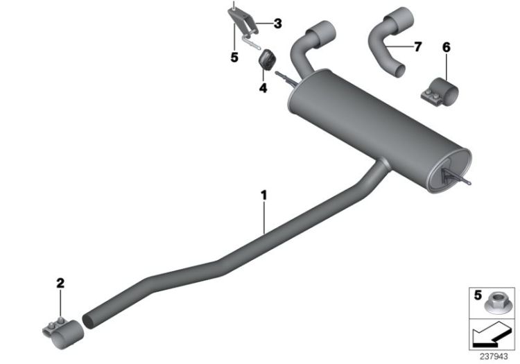 Exhaust system, rear ->52590180909