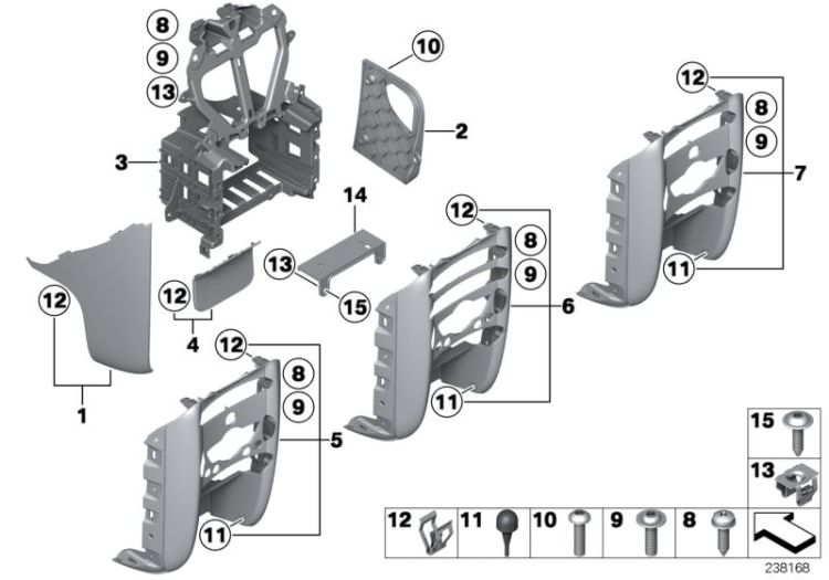 Mounting parts, instrument panel, bottom ->50618516290