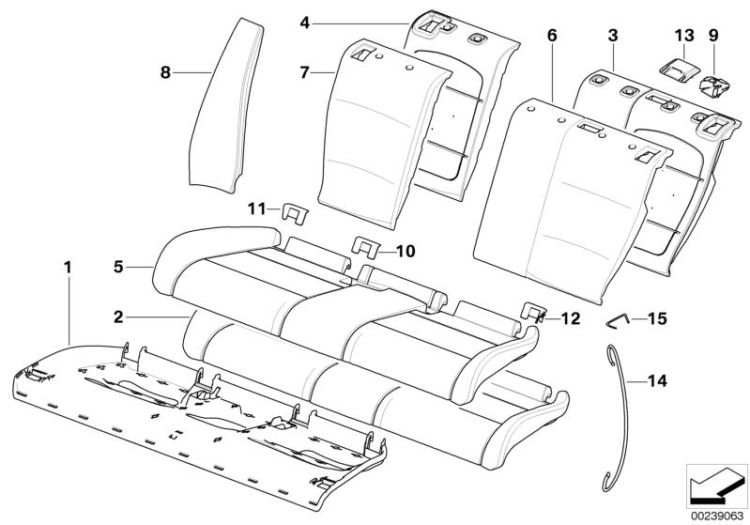 Sitz hinten Polster und Bezug Durchlade ->47648522810