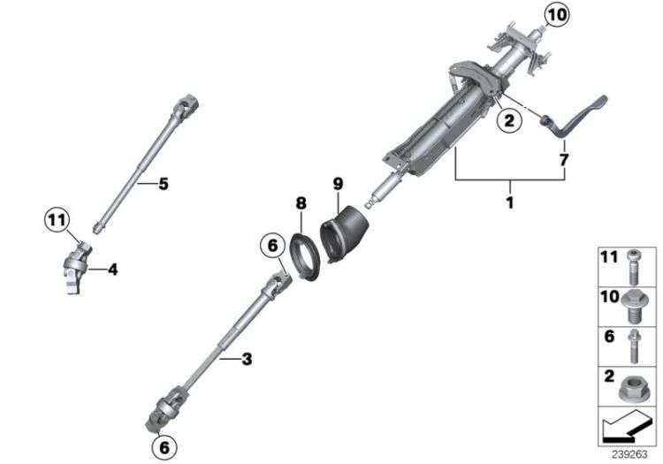 Steering column man.adjust./Mount. parts ->52632321999