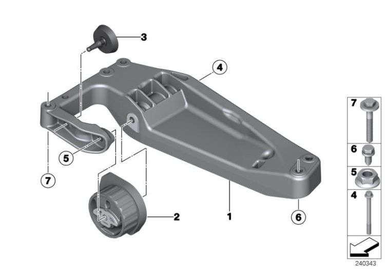 Gearbox suspension, 4-wheel drive ->53343220180