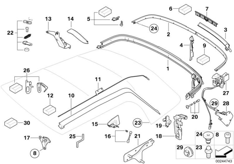 Folding top mounting parts ->48015540343