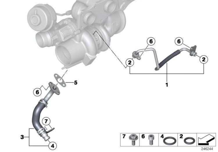 Oil supply, turbocharger ->51921115105