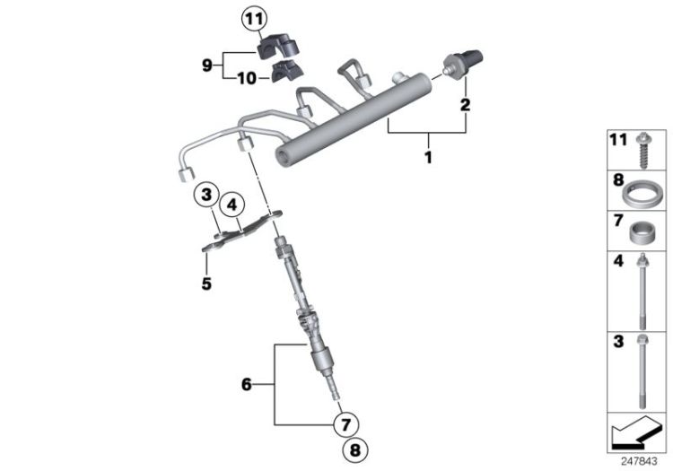 High-pressure rail/injector/mounting ->53261131416