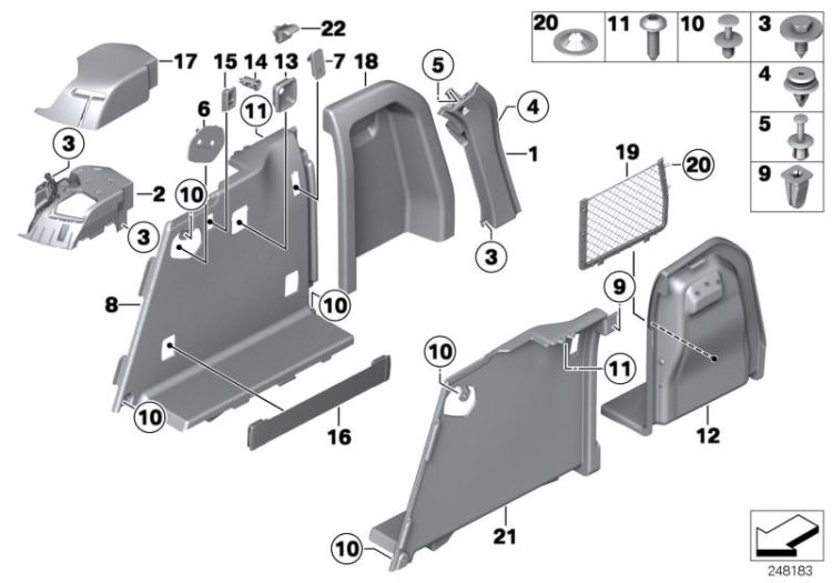 Lateral trunk floor trim panel ->52632518211