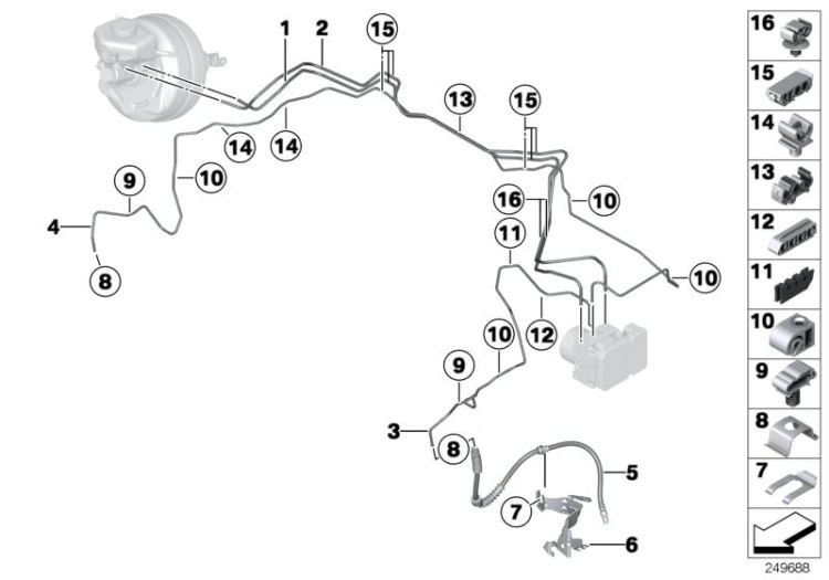 Brake pipe, front ->53621341962