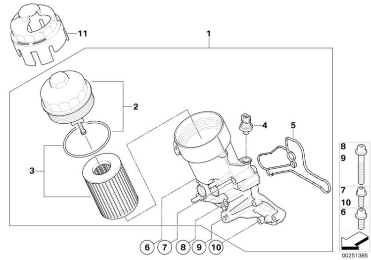 Alimentation d`huile-Filtre à huile ->1123699