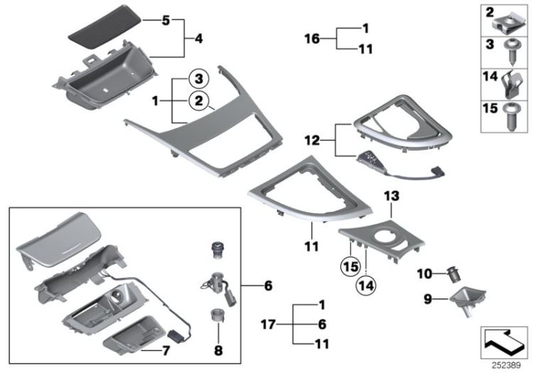 Anbauteile Mittelkonsole ->50142516500