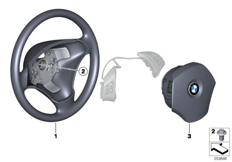 Steering wheel, leather, multif./airbag ->48480321564
