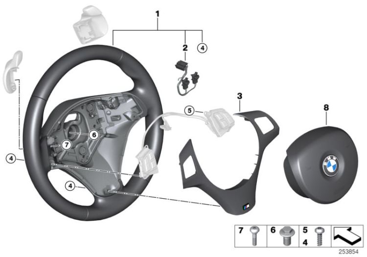 M sport st.wheel,airbag,multif./paddles ->48826321635