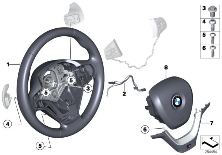 M sport st.wheel,airbag,multif./paddles ->52632322368