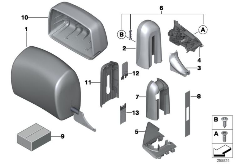 Seat, front, head restraint ->50165523363