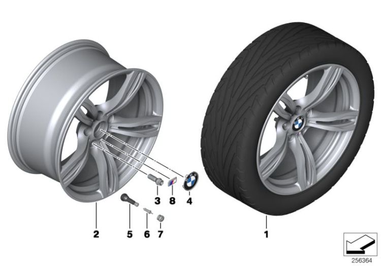 36112283999 Disc wheel light alloy schiefer grey Wheels Light alloy rim BMW 5er F10 36112283400 F10 >256364<, Llanta de aleación ligera schiefer gris