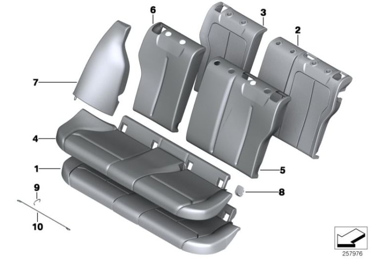 Seat, rear, cushion, & cover, basic seat ->53621523762