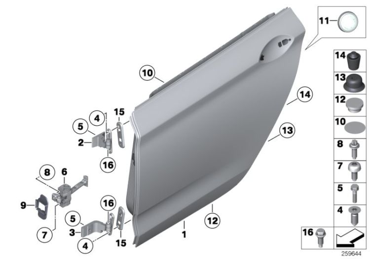 Rear door - hinge/door brake ->51931411926