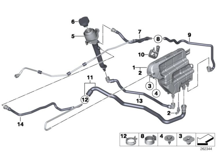 Expansion tank/coolant hoses ->55044170615