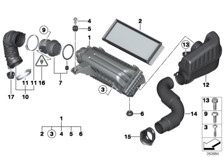 Intake silencer/Filter cartridge/HFM ->52158131200