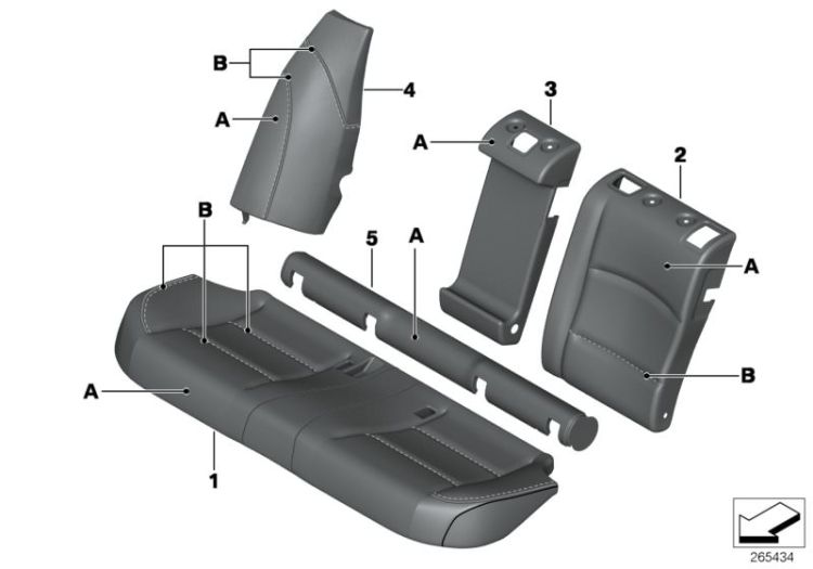 Individual cover, leather, seat, rear ->52581911180