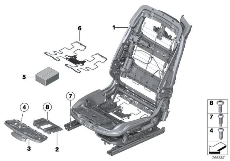 Front seat backrest frame ->53281523718