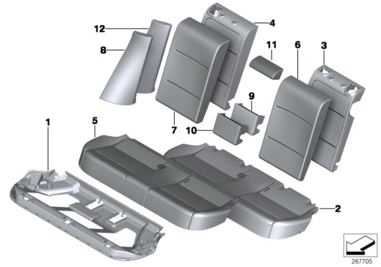 Seat, rear, cushion, & cover, basic seat ->52632523789