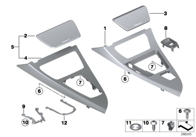 Decor trims, centre console ->53701518443