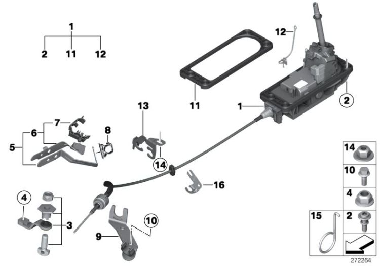 25167644233 Gearshift Steptronic Gearshift Gearshift Steptronic Mini Paceman Paceman  25167617505 Clubman N Cabrio N Coupé  Roadster  Countryman  Paceman  >272264<, Comando del cambio steptronic