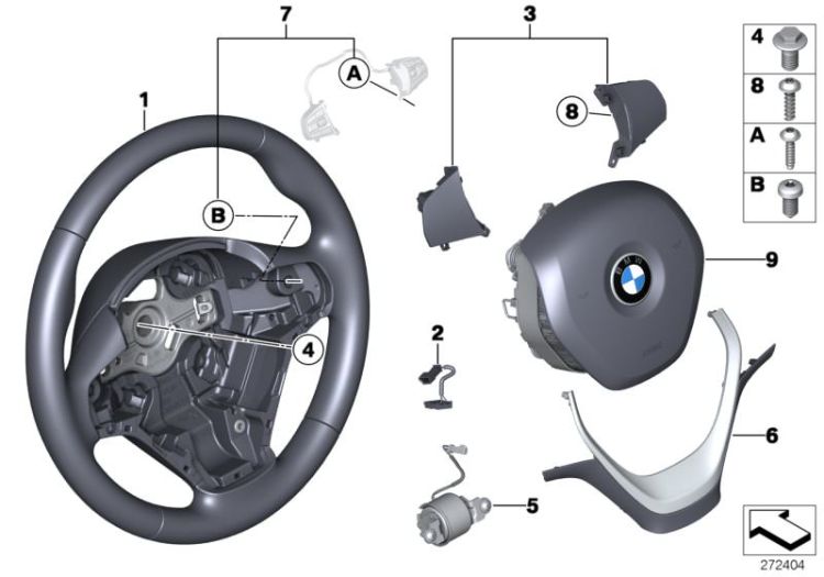 Airbag sports steering wheel, leather ->53621322082