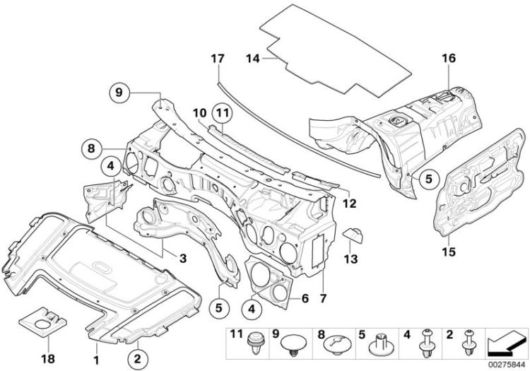 Sound insulating door front left, Number 15 in the illustration