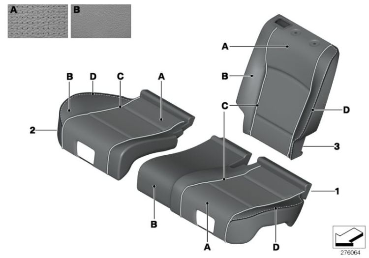 Individual basic seat, A/C leather, rear ->51931911209