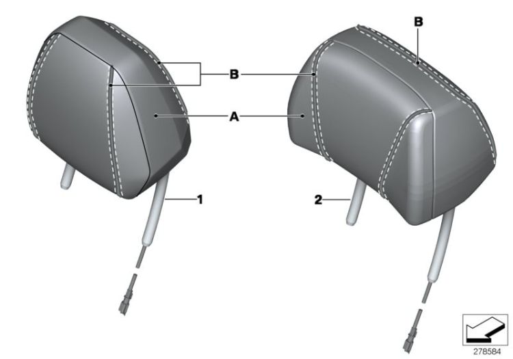 Individual leather head restraint, front ->53281911226