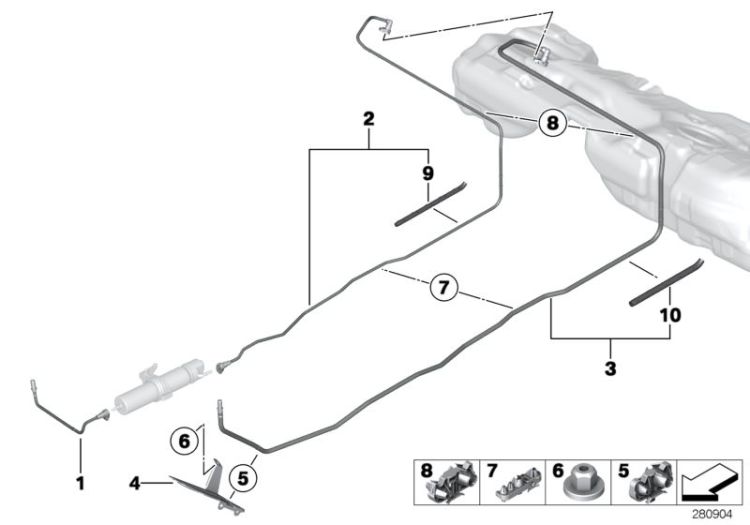 Fuel Pipe and Mounting Parts ->54108160882