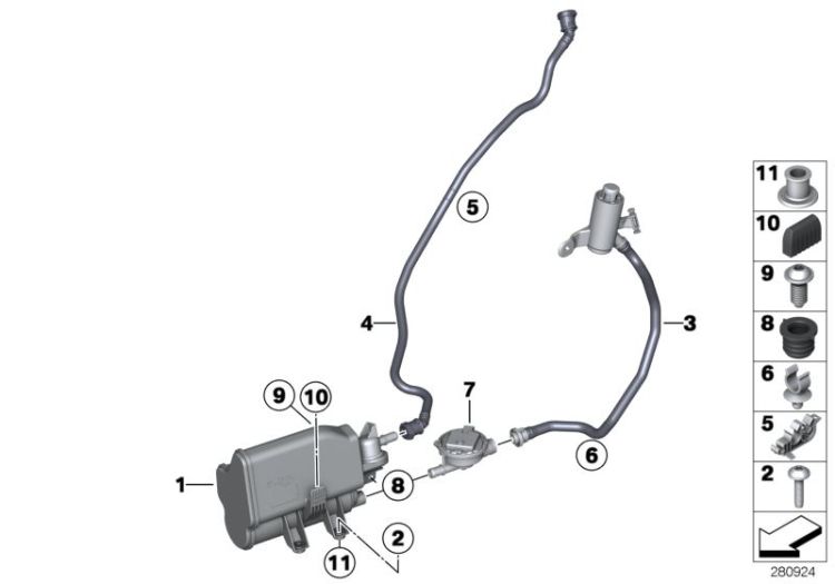 Filtre a charbon act./aeration carburant ->54653160883