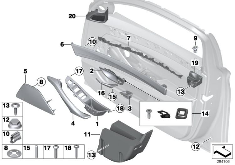 Mounting parts, door trim panel, front ->52148517844