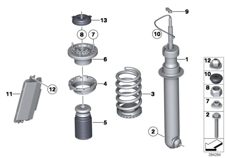 Rear spring strut EDC/ctrl unit/sensor ->53598331629