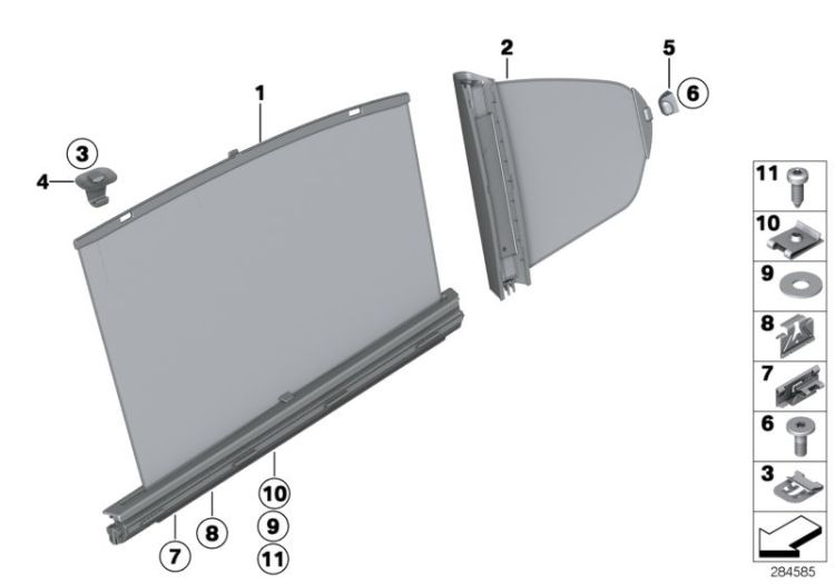 Roller sun visor, rear door ->54108518530